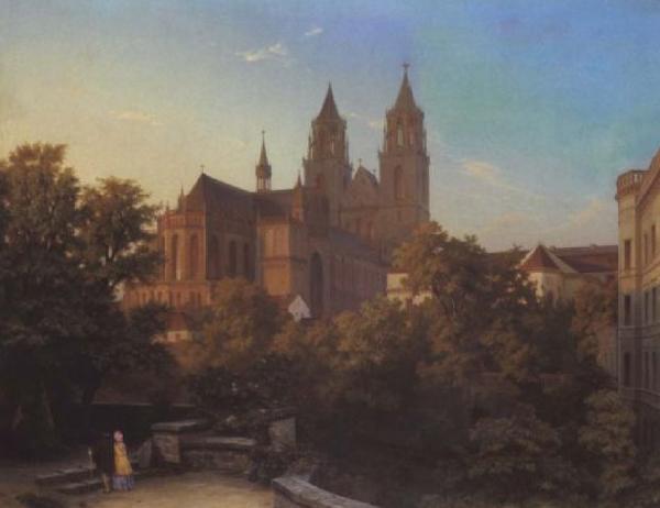 Hermann Gemmel View of the Cathedral of Magdeburg Sweden oil painting art